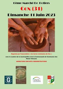 Affiche marché de potiers à Cox 31 Haute Garonne le dimanche 11 juin 2023.